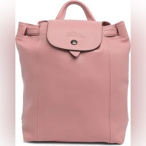 LONGCHAMP Le Pliage Cuir Backpack Book-bag Blush PiNk NEW